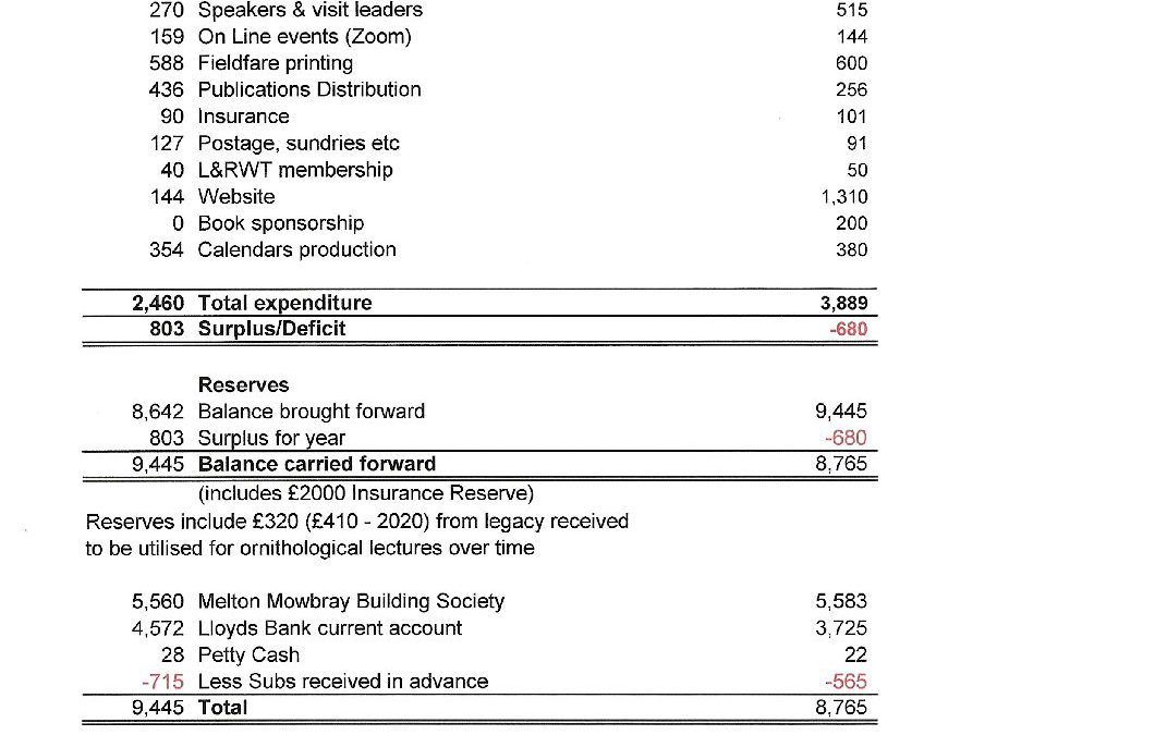 Treasurer’s Report 2021